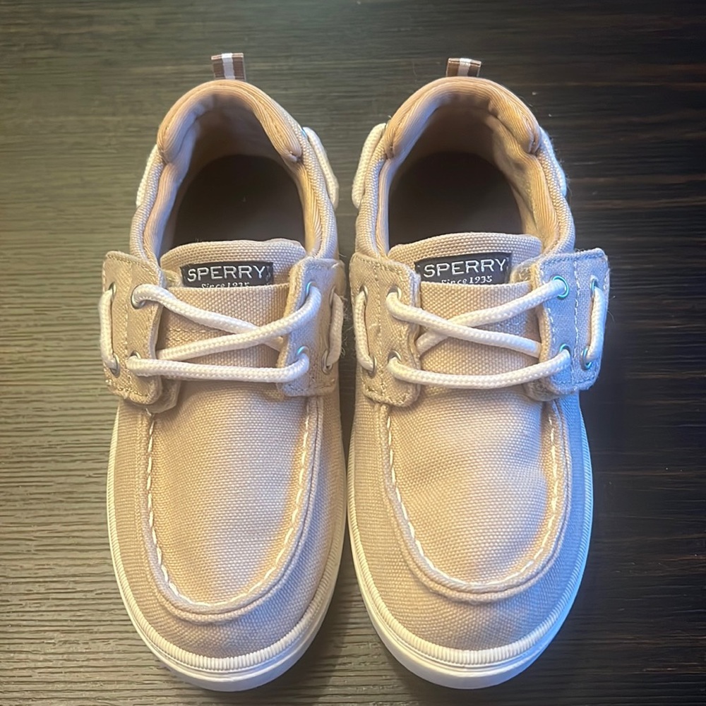 Sperry Washable Sneaker Sea Ketch Velcro Khaki Size 12M Kids